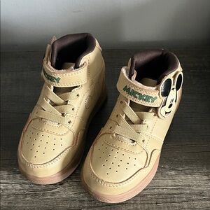 Disney Mickey Mouse Tan High-Top Sneakers Size 8